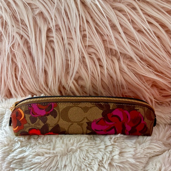 NEW Coach Jumbo Floral Khaki Multi Coated Canvas Pencil Case Makeup Bag - Picture 10 of 16